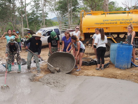 student building wildlife watering hole Thailand