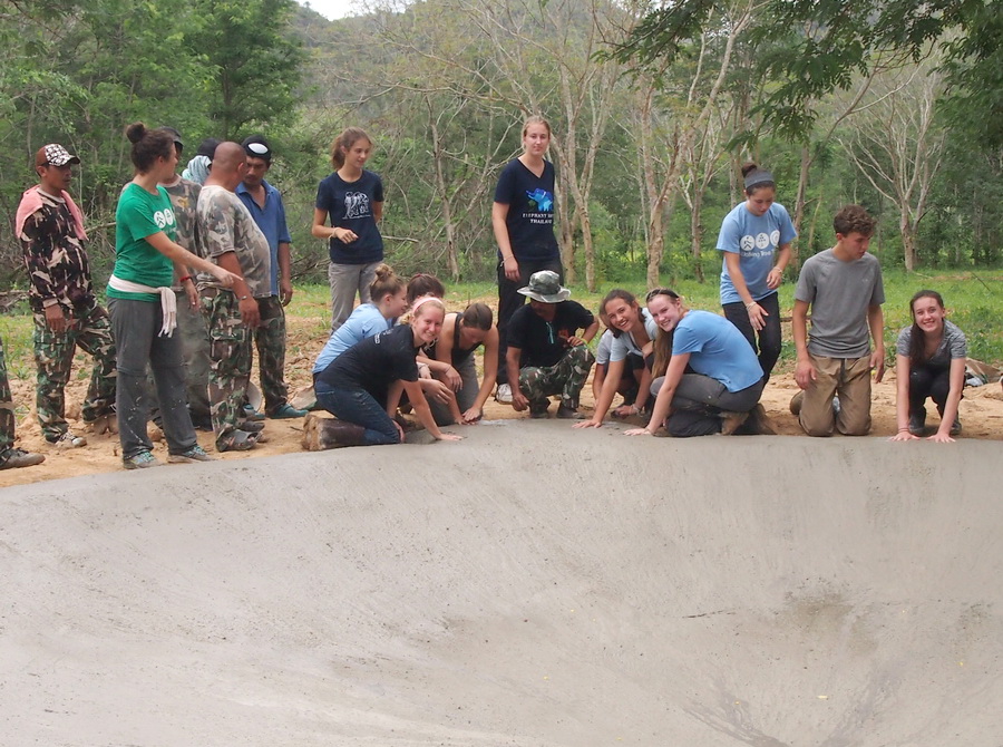 student volunteer thailand - cemenprints on wildlife watering hole